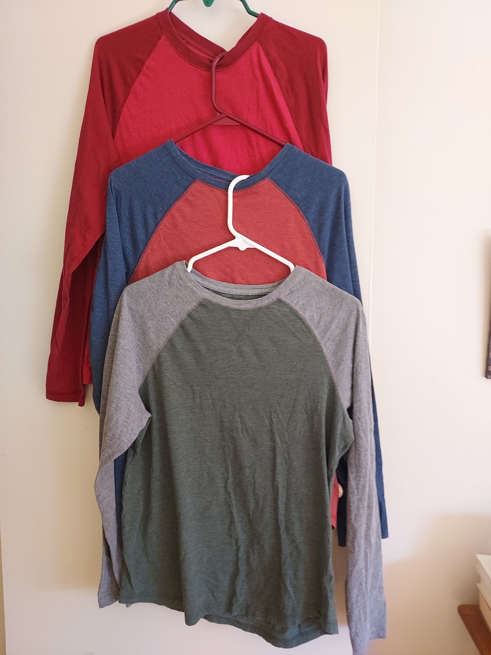 Bundle Of 3 urban pipeline Long-Sleeve Raglan Tees - Red, Blue, Olive